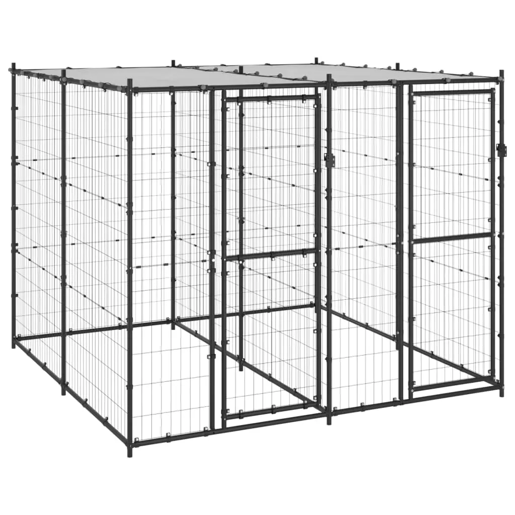 Outdoor Dog Kennel Steel with Roof 4.84 m² 3082249 - Pets