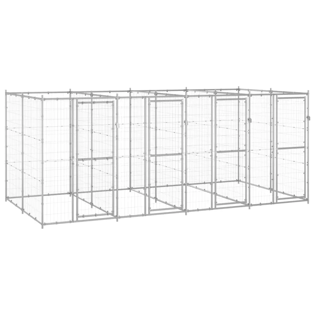 Outdoor Dog Kennel Galvanised Steel 9.68 m² 3082284 - Pets