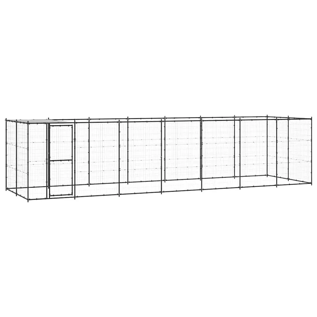 Outdoor Dog Kennel Steel with Roof 16.94 m² 3082295 - Pets