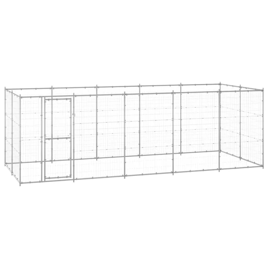 Outdoor Dog Kennel Galvanised Steel 12.1 m² 3082309 - Pets