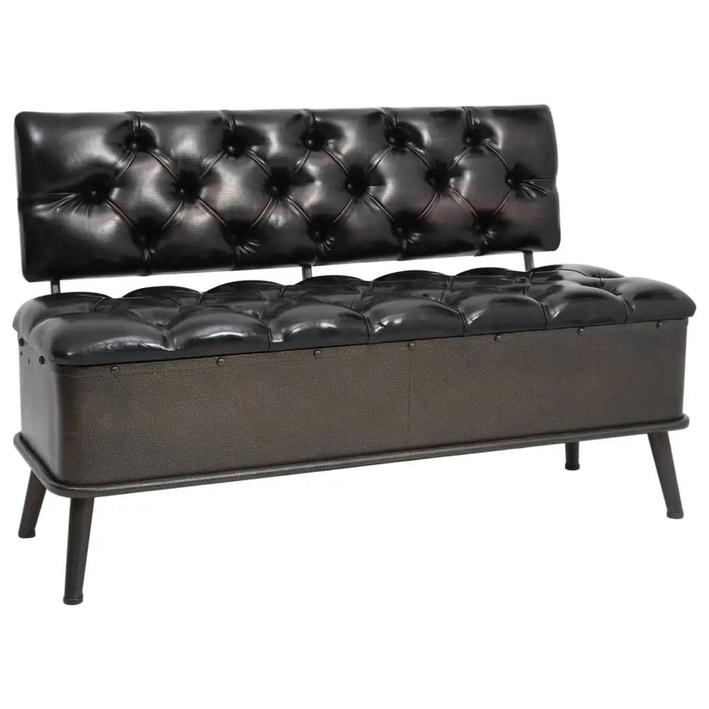 Storage Bench with Backrest 110 cm Black Faux Leather 339297 - Furniture