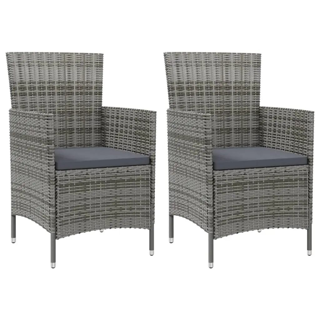 Garden Chairs with Cushions 2 pcs Poly Rattan Grey 316682 - Furniture