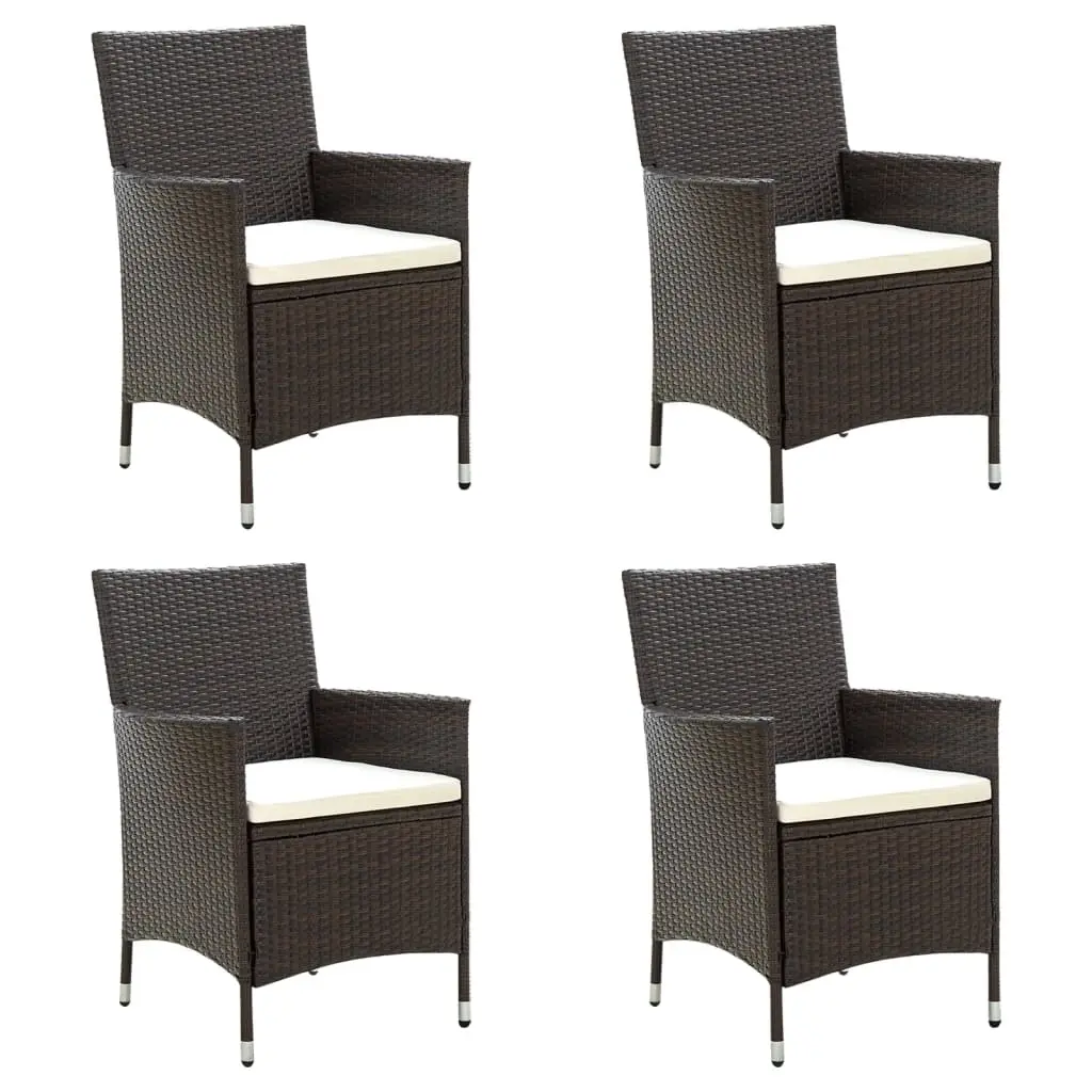 Garden Chairs with Cushions 4 pcs Poly Rattan Brown 316687 - Furniture
