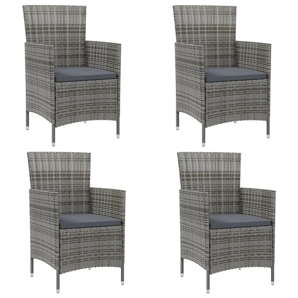 Garden Chairs with Cushions 4 pcs Poly Rattan Grey 316690 - Furniture