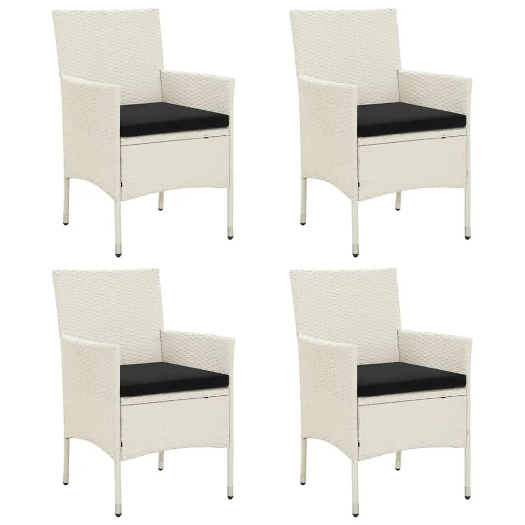 Garden Chairs with Cushions 4 pcs Poly Rattan White 316691 - Furniture