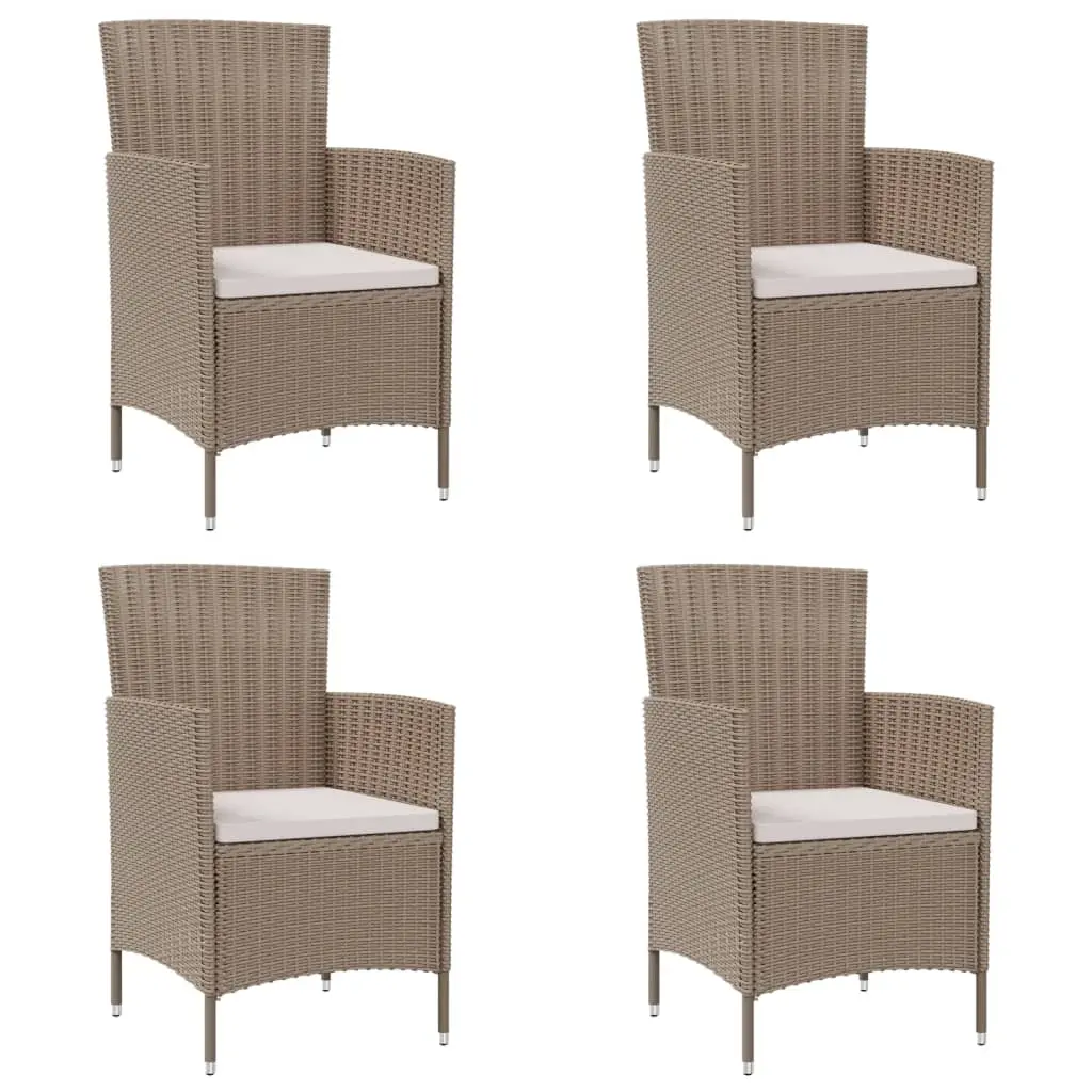Garden Chairs with Cushions 4 pcs Poly Rattan Beige 316692 - Furniture