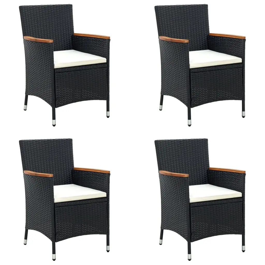 Garden Dining Chairs 4 pcs Poly Rattan Black 316695 - Furniture