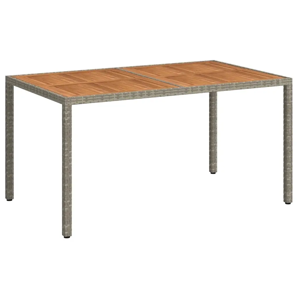 Garden Table 150x90x75 cm Poly Rattan and Acacia Wood Grey 316721 - Furniture