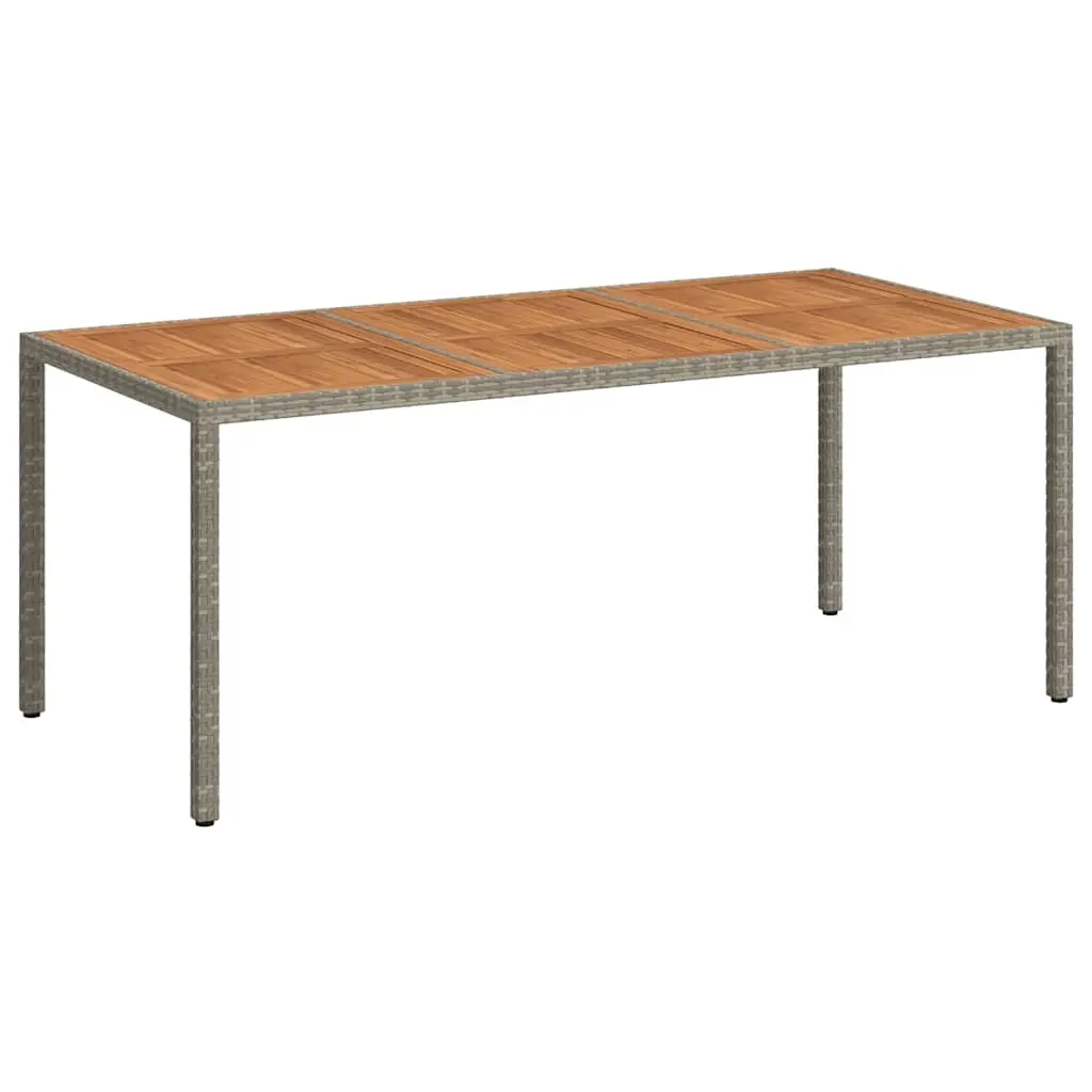 Garden Table 190x90x75 cm Poly Rattan and Acacia Wood Grey 316723 - Furniture