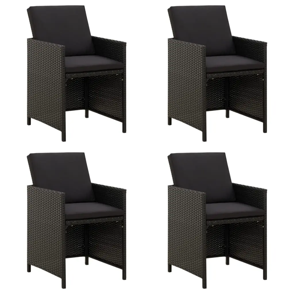 Garden Chairs with Cushions 4 pcs Poly Rattan Black 316746 - Furniture