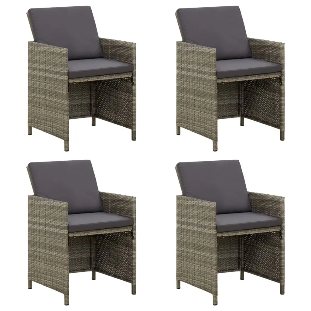 Garden Chairs with Cushions 4 pcs Poly Rattan Grey 316747 - Furniture