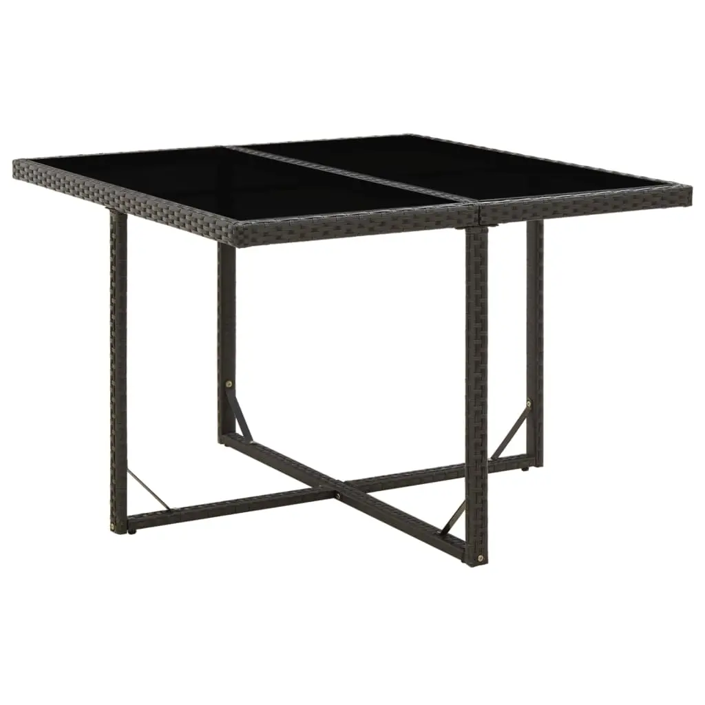 Garden Table Black 109x107x74 cm Poly Rattan and Glass 316764 - Furniture