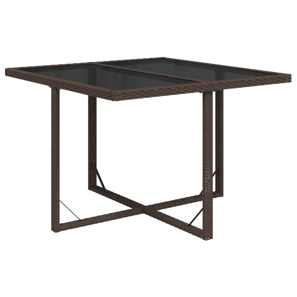 Garden Table Brown 109x107x74 cm Poly Rattan and Glass 316788 - Furniture
