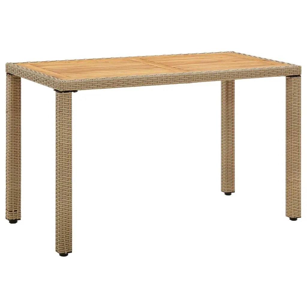 Garden Table Beige 123x60x74 cm Poly Rattan&Solid Wood Acacia 316797 - Furniture