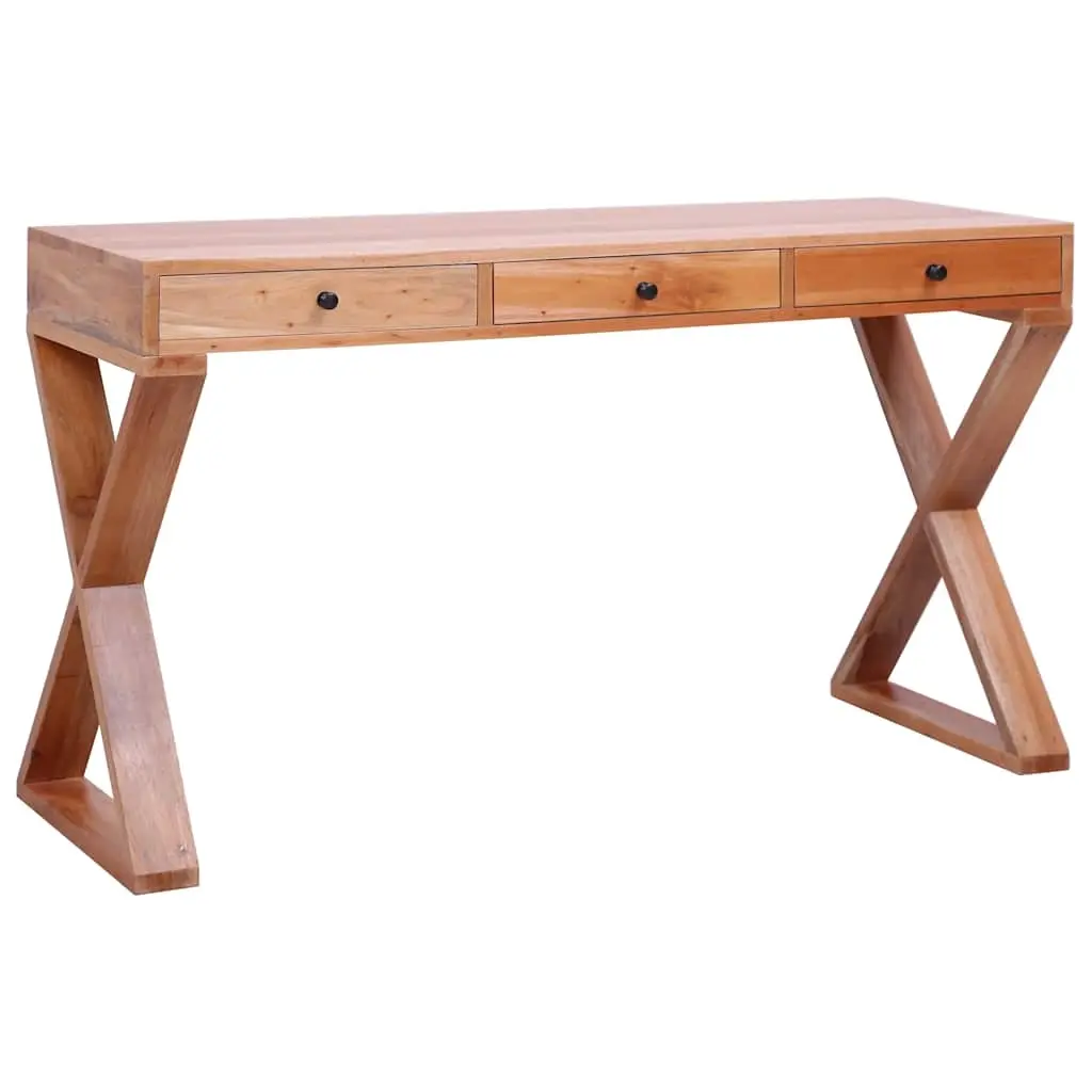 Computer Desk Natural 115x47x77 cm Solid Mahogany Wood 337083 - Furniture