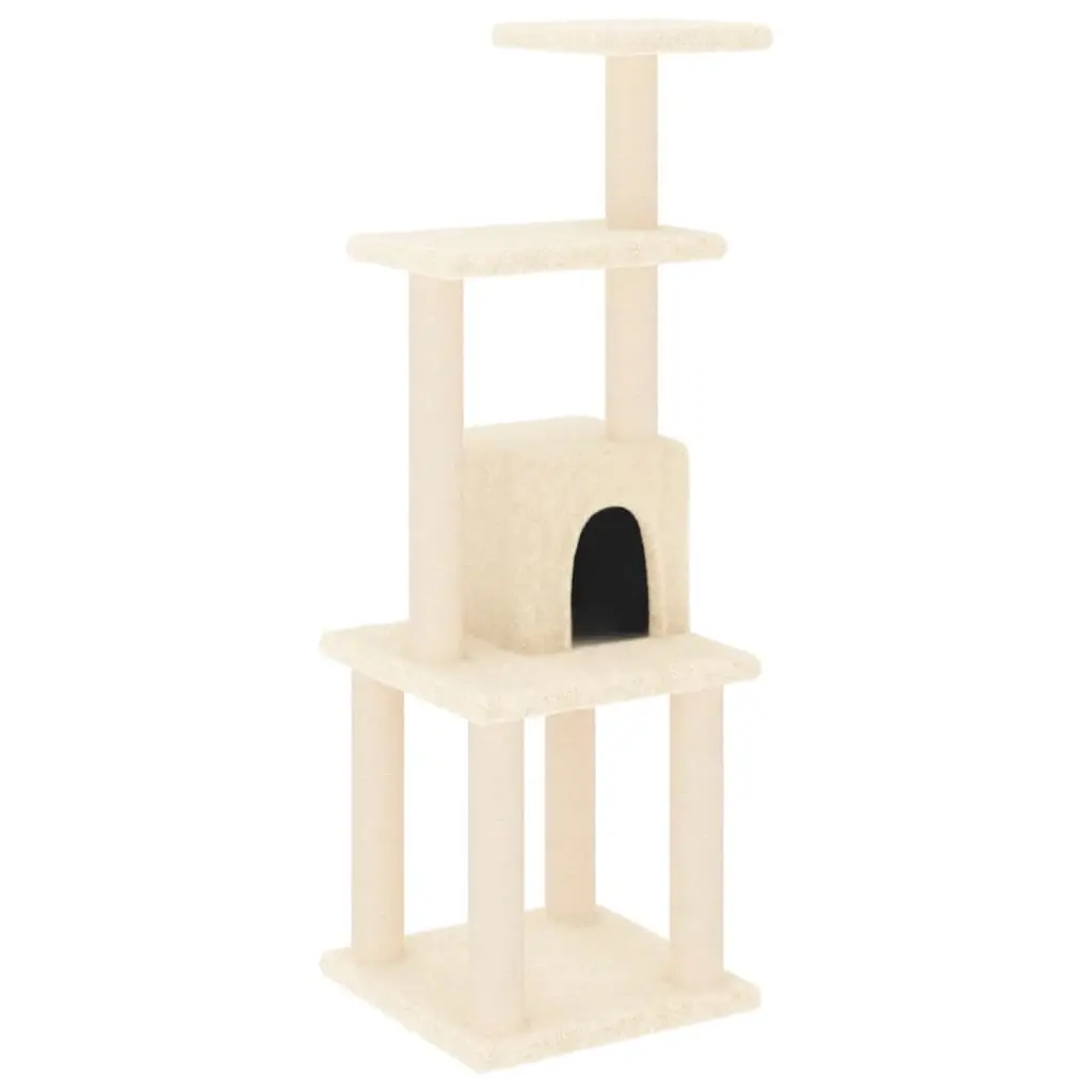 Cat Tree with Sisal Scratching Posts Cream 105 cm 171466 - Pets
