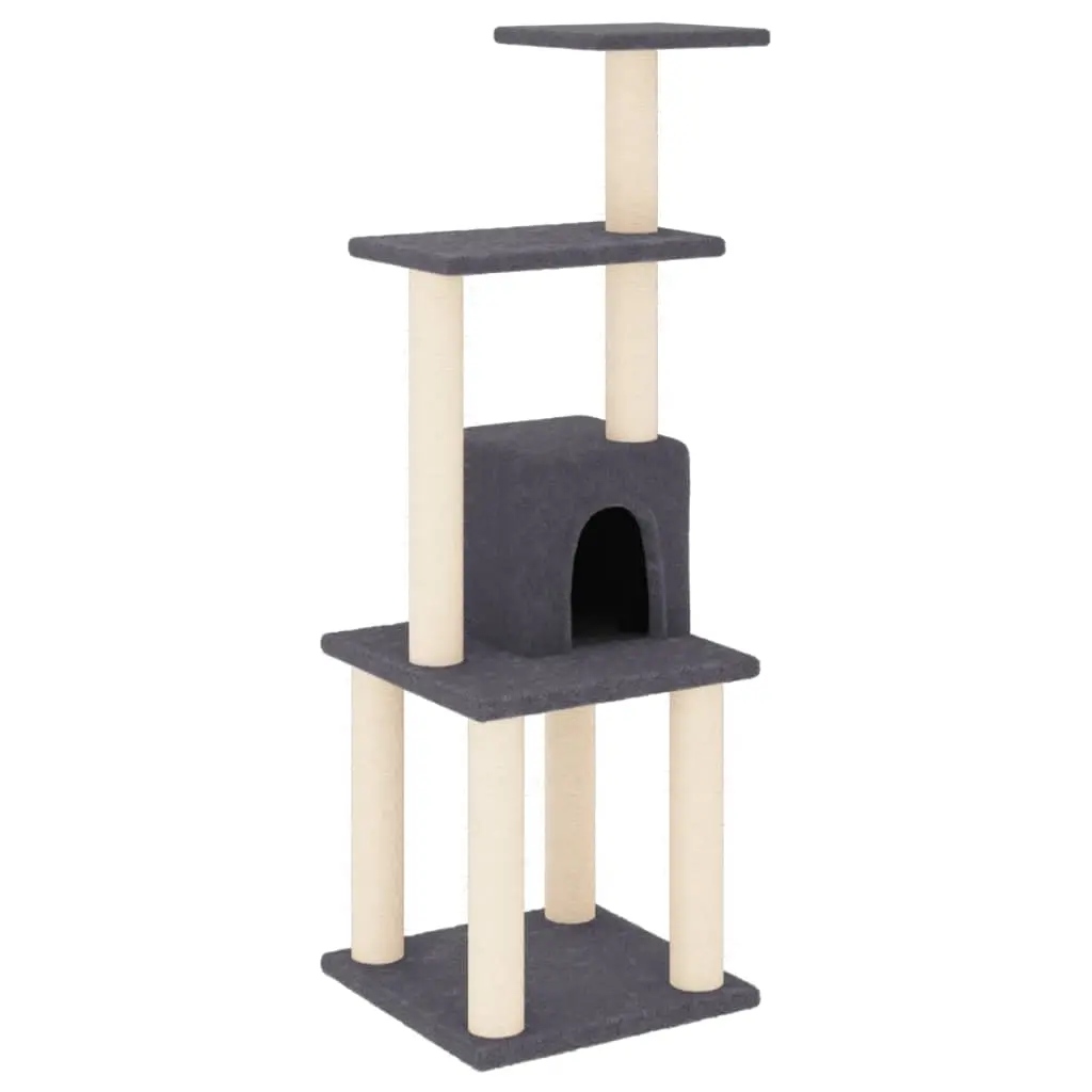 Cat Tree with Sisal Scratching Posts Dark Grey 105 cm 171468 - Pets
