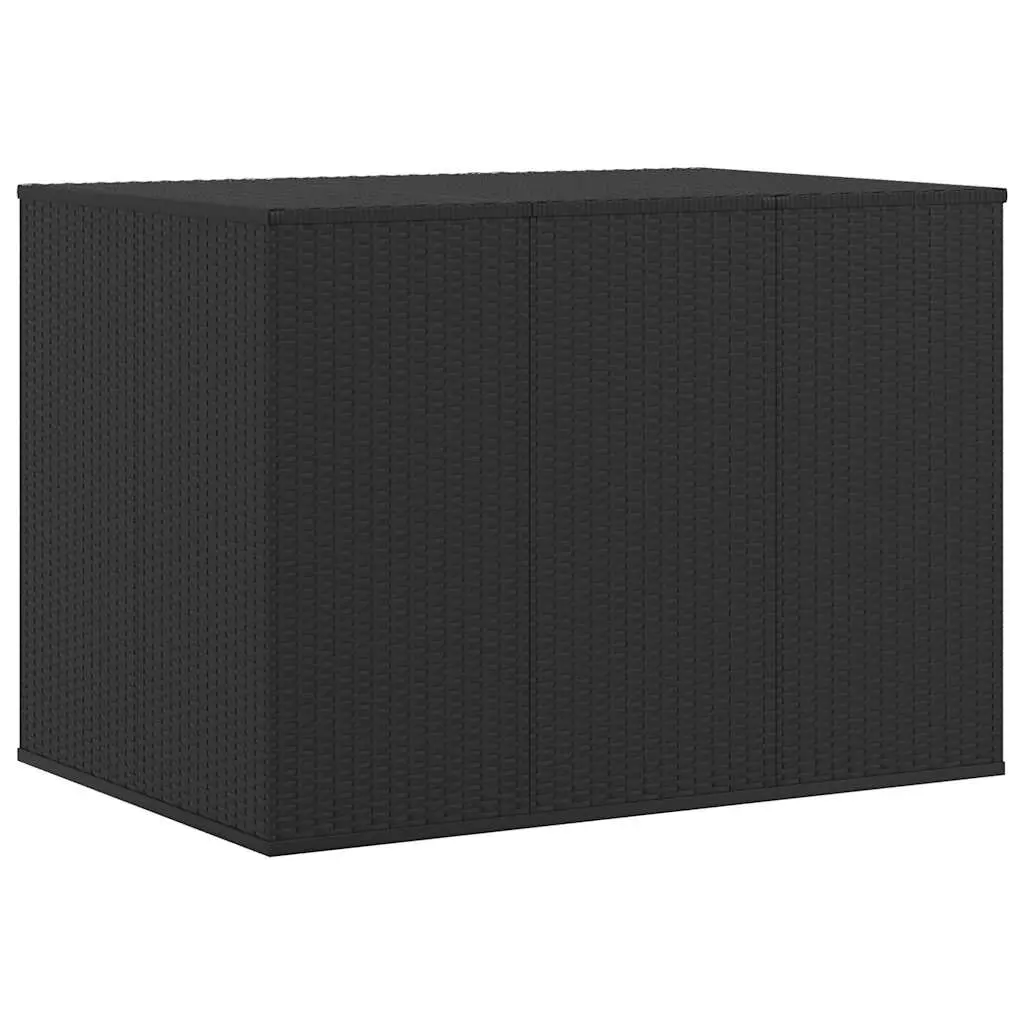Garden Cushion Box PE Rattan 145x100x103 cm Black 317229 - Outdoor Storage Boxes - Up to 60% off