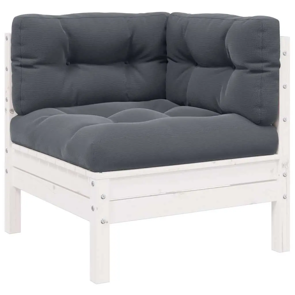 Garden Corner Sofa with Cushions White Solid Pinewood 806629 - Furniture
