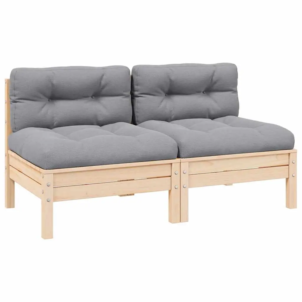 2-Seater Garden Sofa with Grey Cushions Solid Pinewood 806651