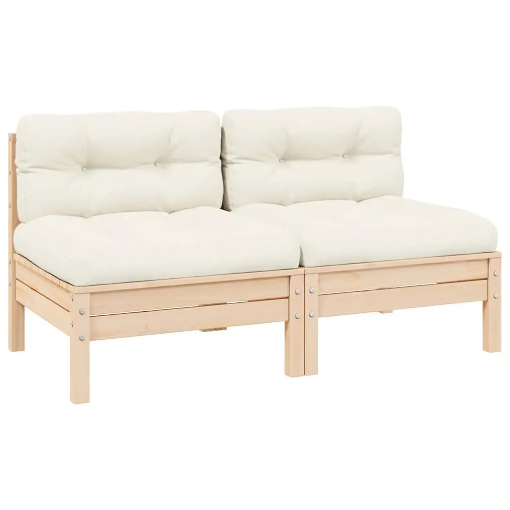 2-Seater Garden Sofa with Cream Cushions Solid Pinewood 806652