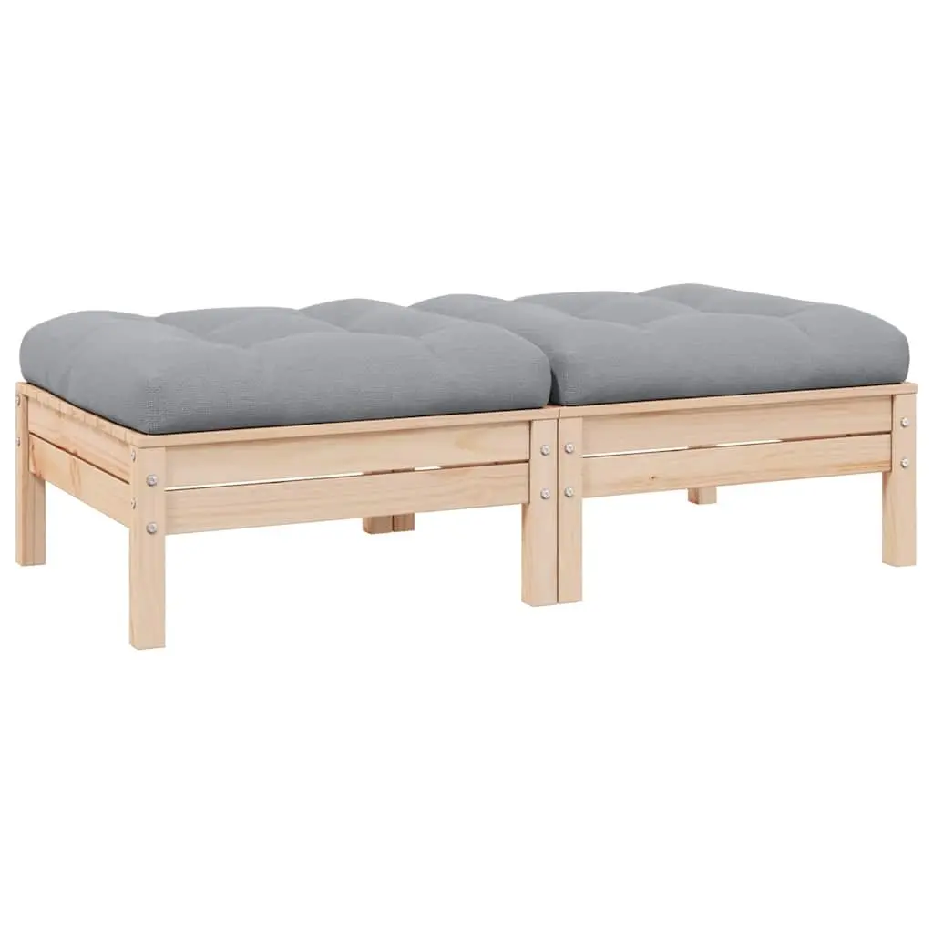 2-Seater Garden Sofa with Grey Cushions Solid Pinewood 806657