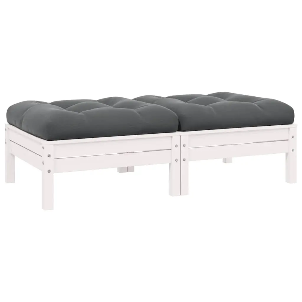 2-Seater Garden Sofa with Cushions White Solid Pinewood 806659