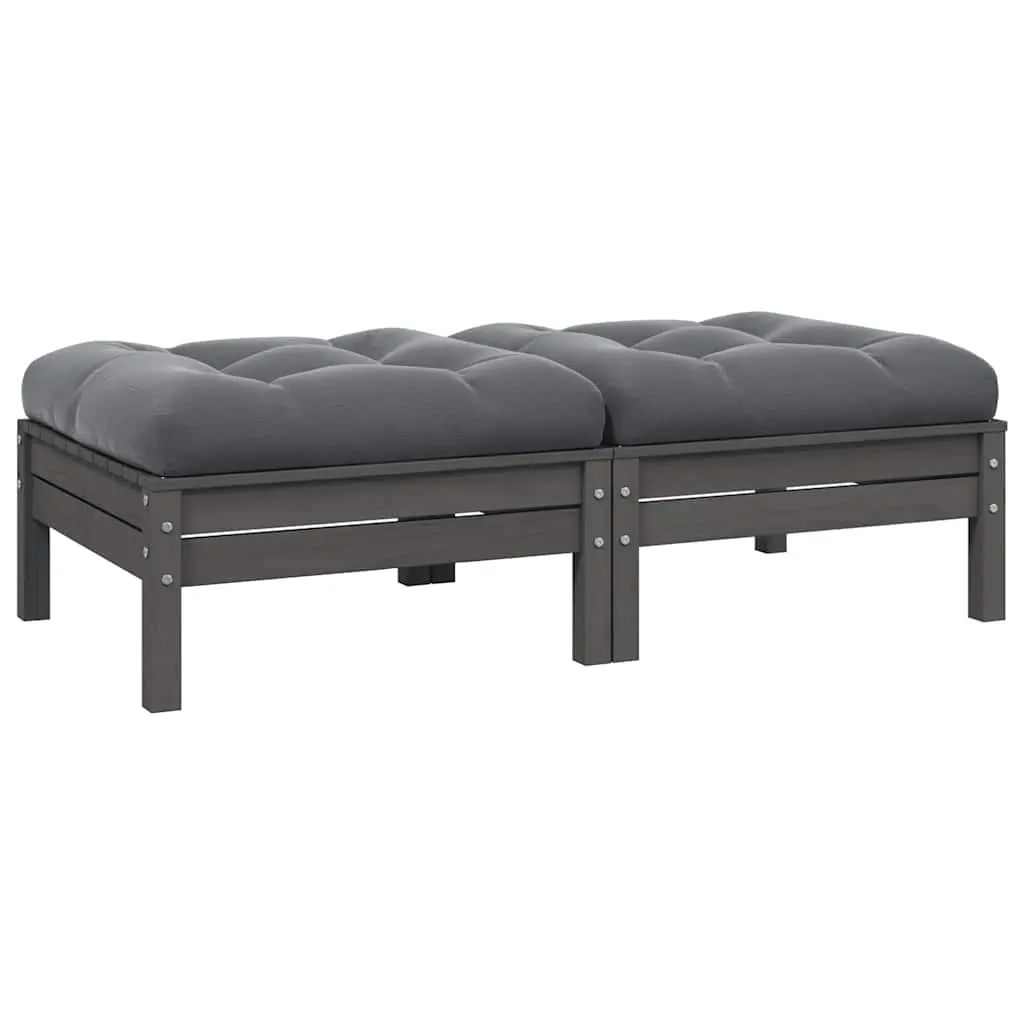 2-Seater Garden Sofa with Cushions Grey Solid Pinewood 806660