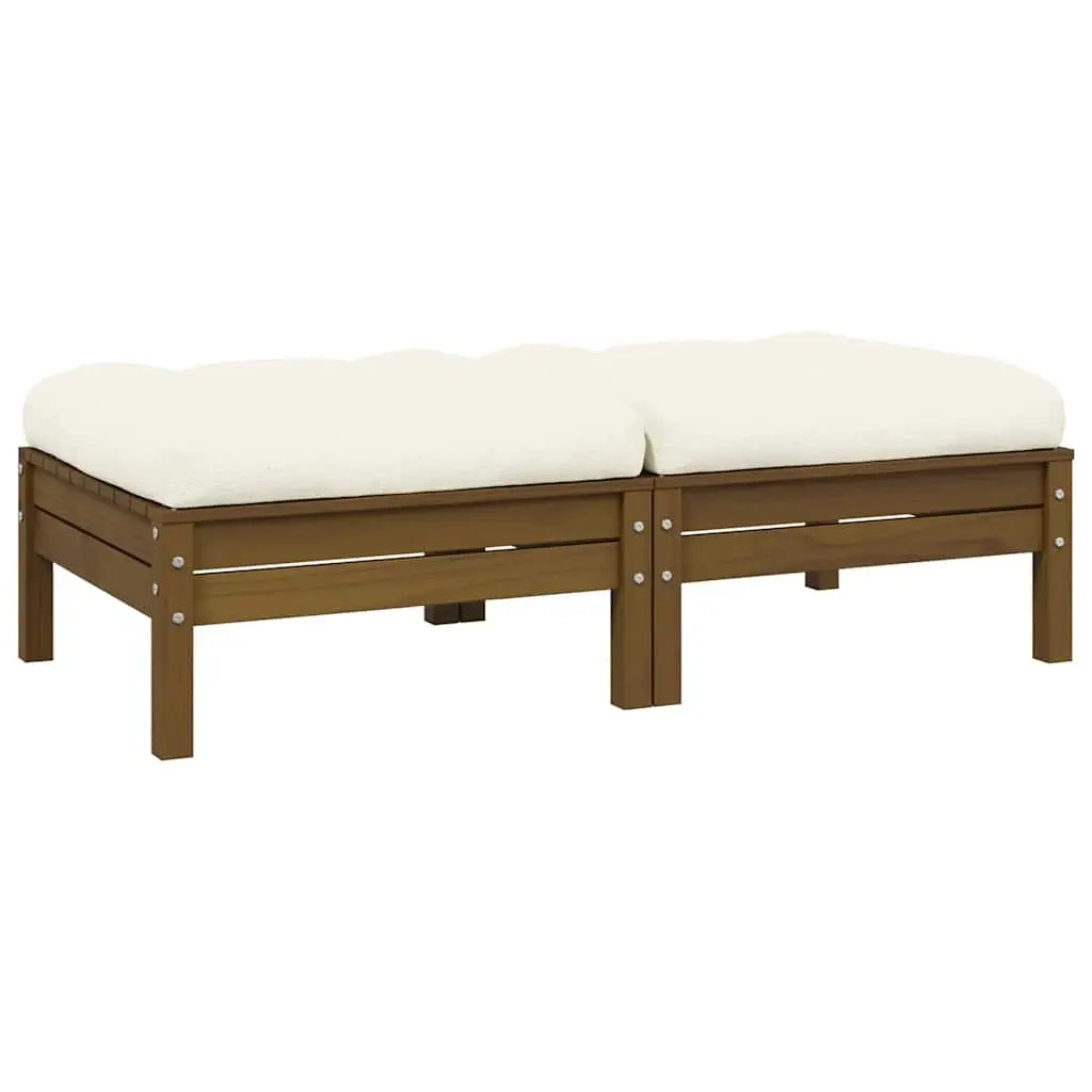 2-Seater Garden Sofa with Cream Cushions Solid Pinewood 806661
