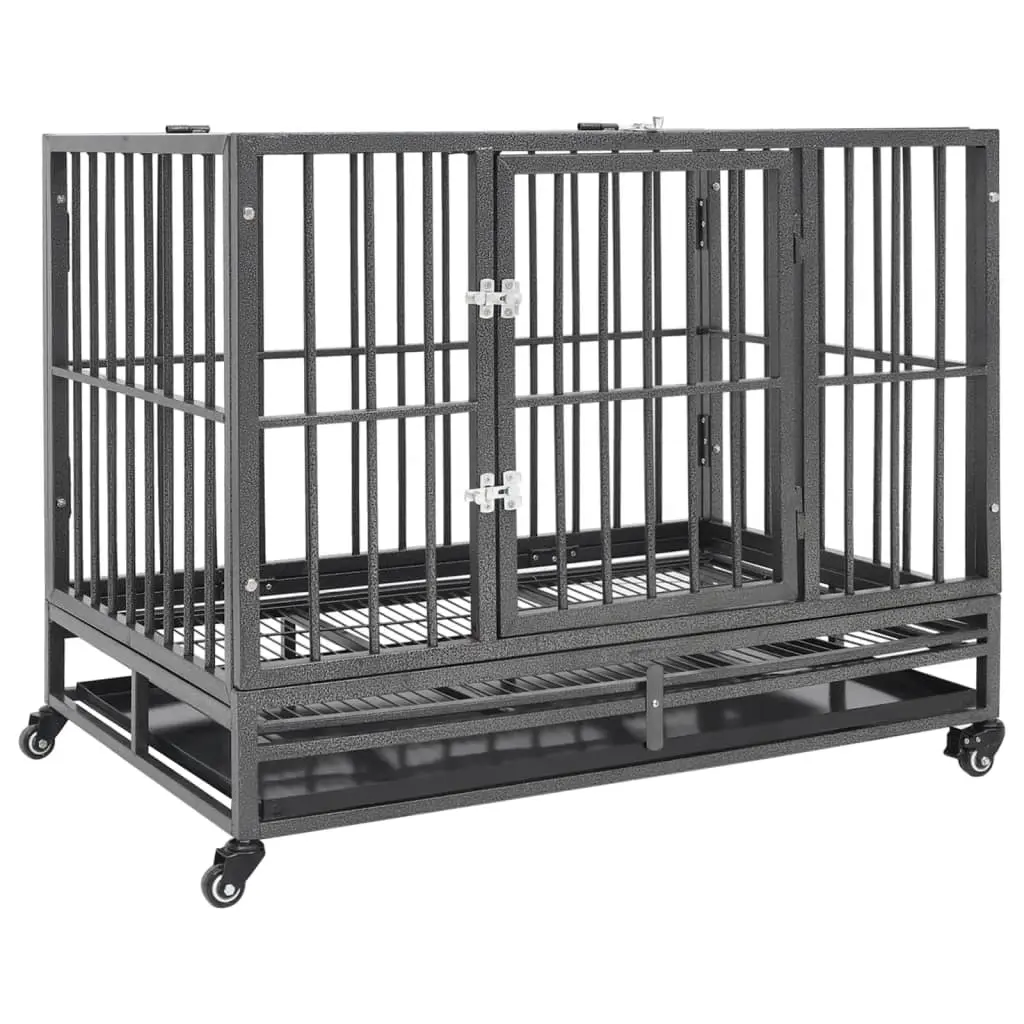 Dog Cage with Wheels Steel 92x62x76 cm 171491 - Pets