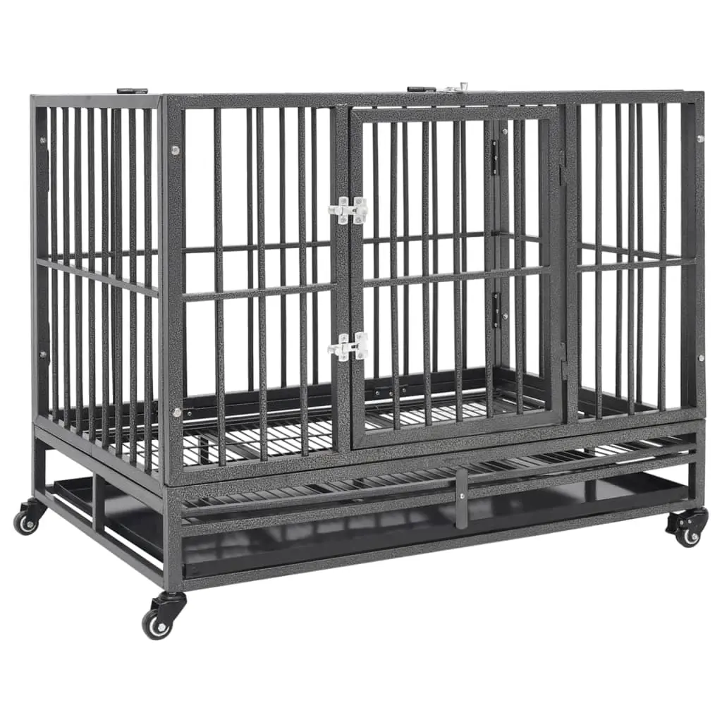 Dog Cage with Wheels Steel 102x72x85 cm 171492 - Pets