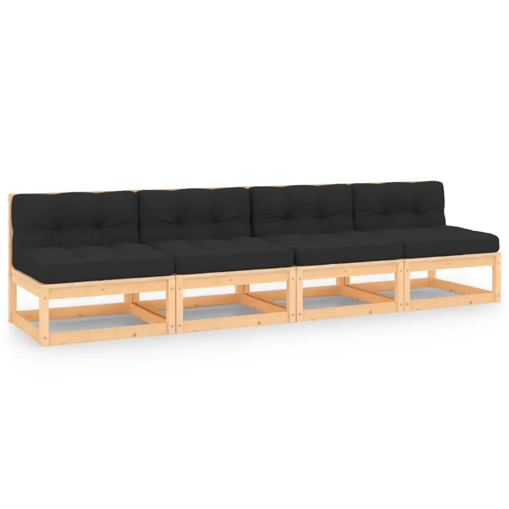 4 Piece Garden Lounge Set with Cushions Solid Pinewood 3083745 - Furniture