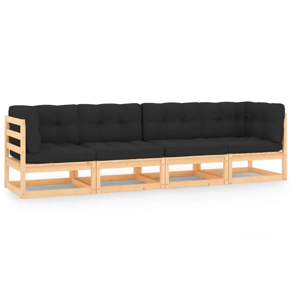 4 Piece Garden Lounge Set with Cushions Solid Pinewood 3083749 - Furniture