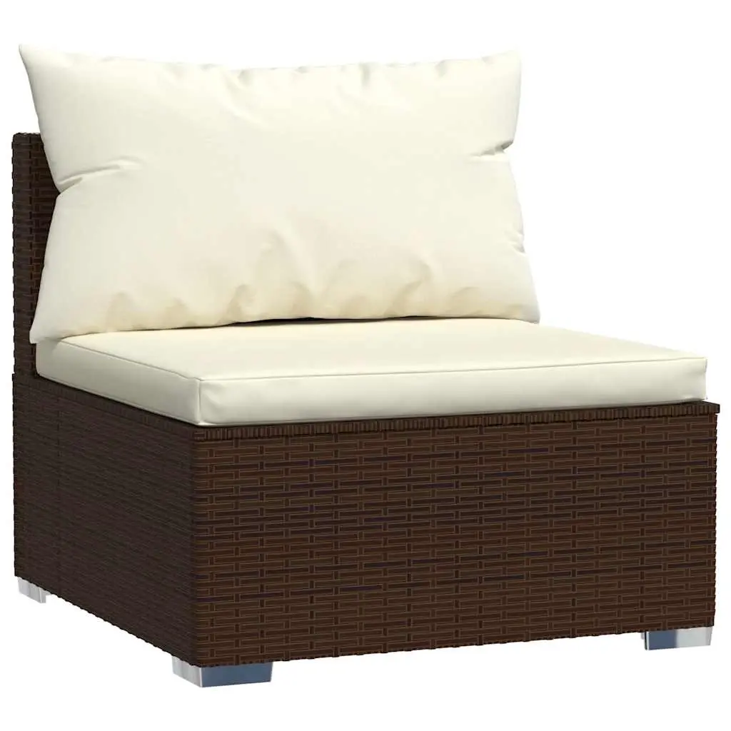 Garden Middle Sofa with Cushions Brown Poly Rattan 317504 - Furniture
