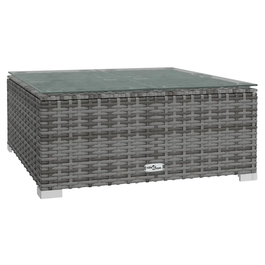 Garden Coffee Table Grey 60x60x30 cm Poly Rattan and Glass 317513 - Furniture