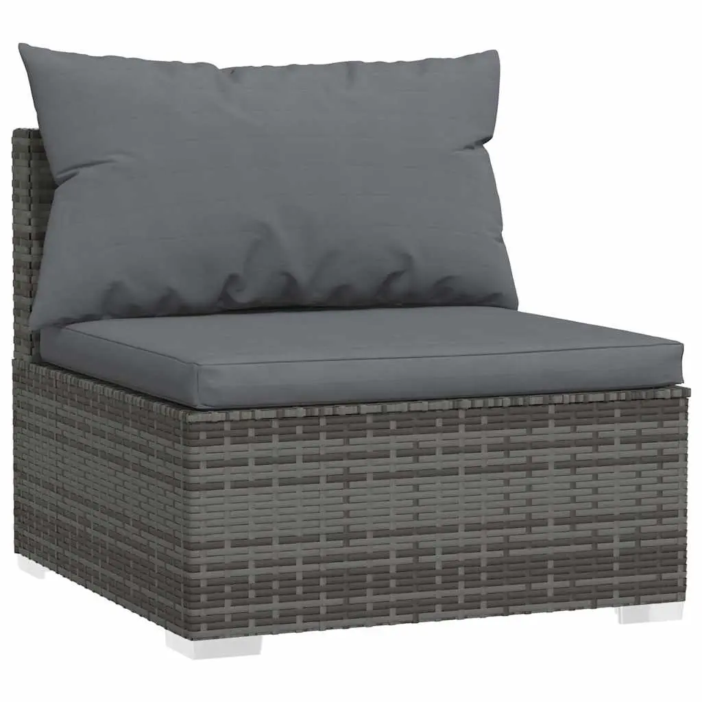 Garden Middle Sofa with Cushions Grey Poly Rattan 317515 - Furniture