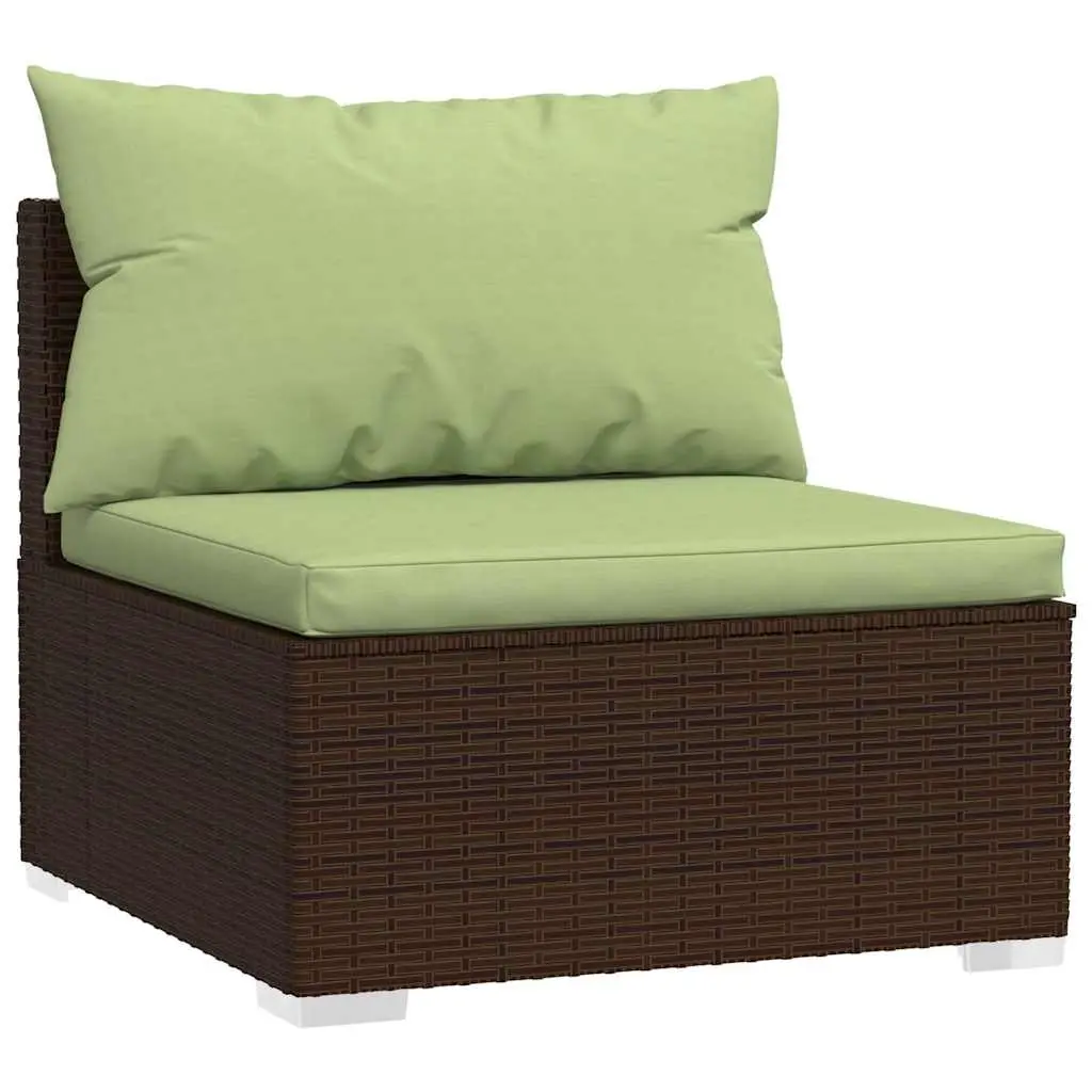 Garden Middle Sofa with Cushions Brown Poly Rattan 317559 - Furniture