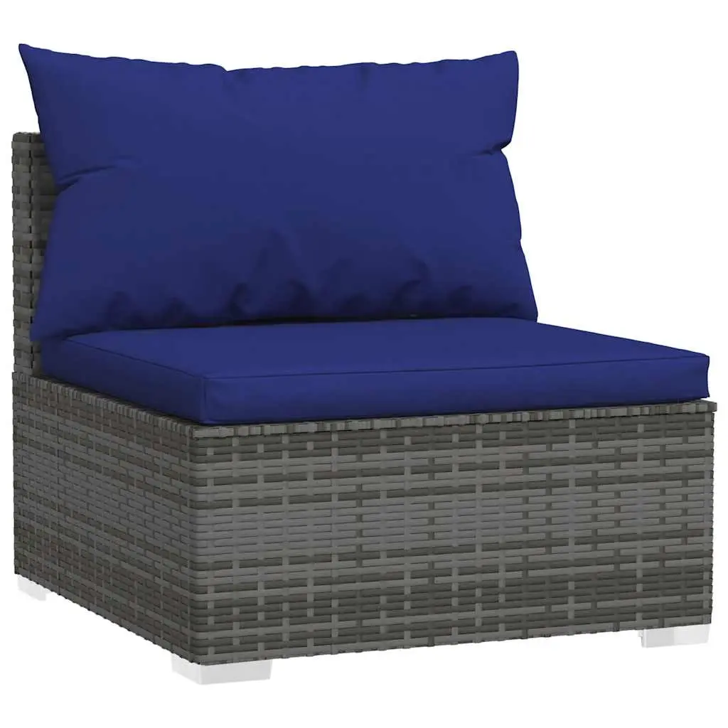 Garden Middle Sofa with Cushions Grey Poly Rattan 317570 - Furniture