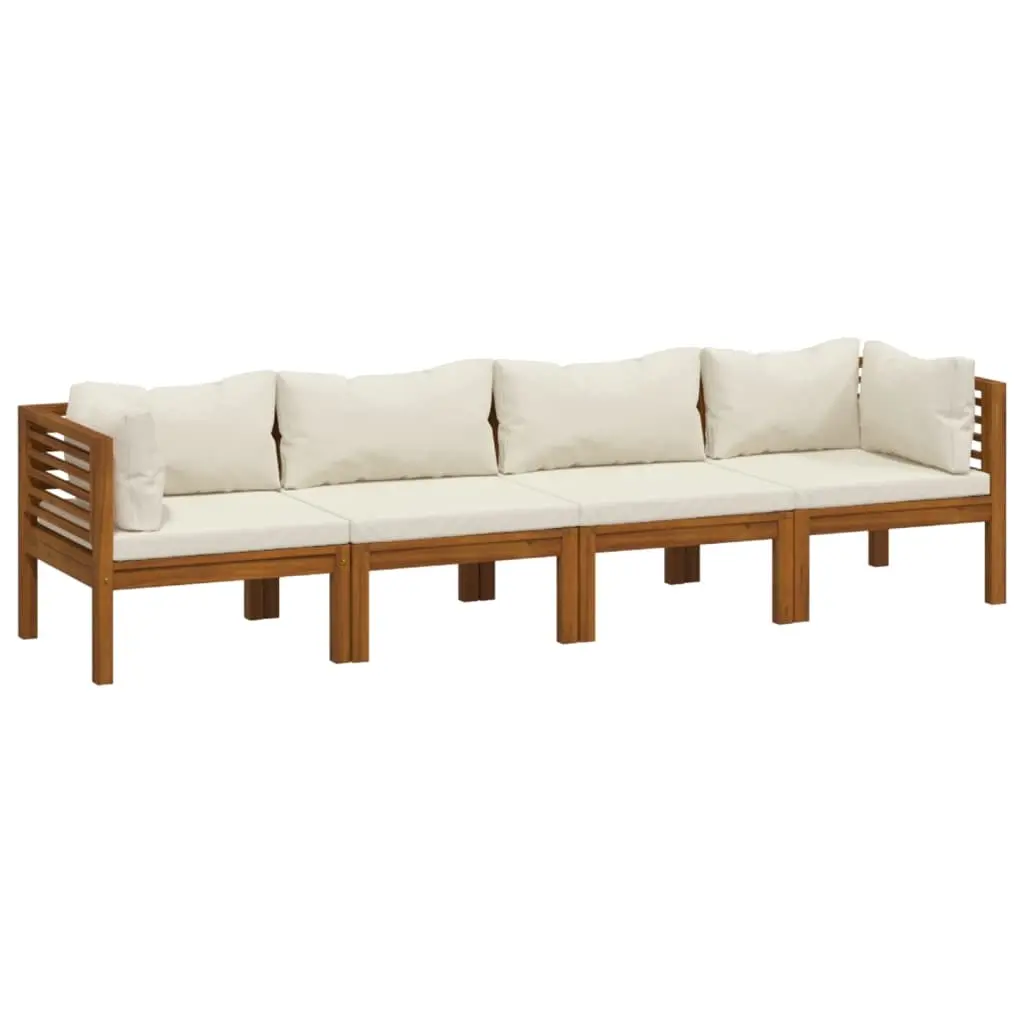 4-Seater Garden Sofa with Cream Cushion Solid Acacia Wood 3086933