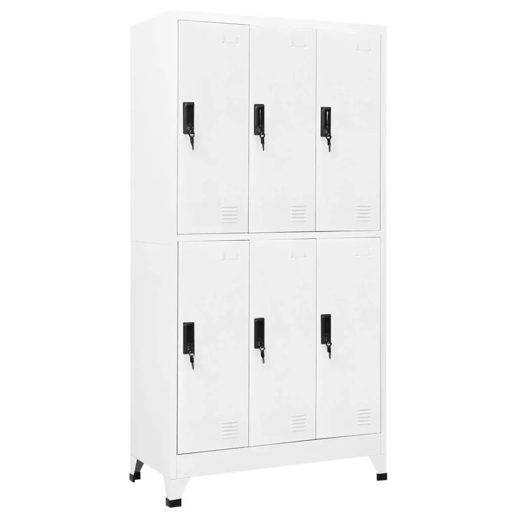 Locker Cabinet White 90x45x180 cm Steel 339796 - Furniture