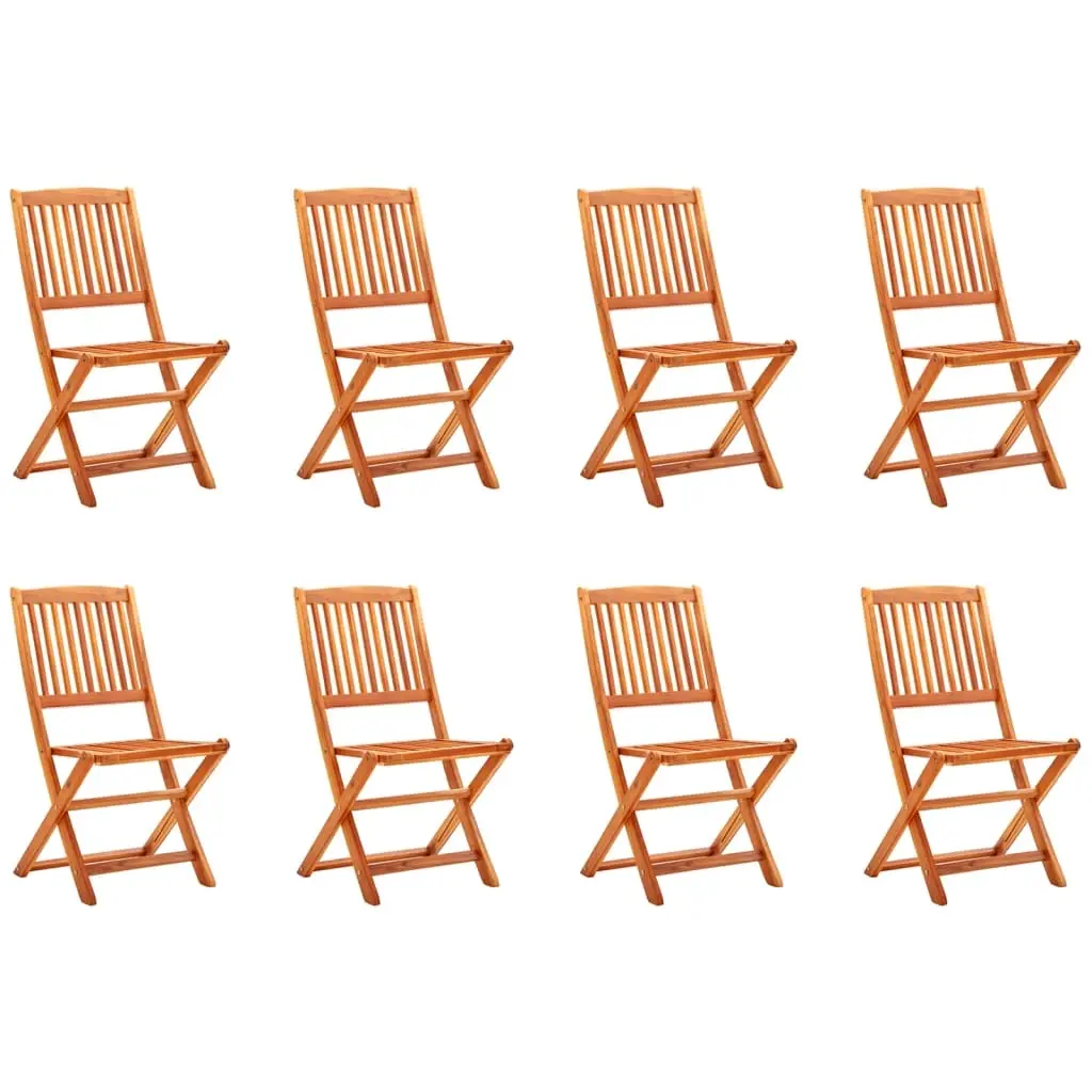 Folding Garden Chairs 8 pcs Solid Eucalyptus Wood 3087150 - Furniture