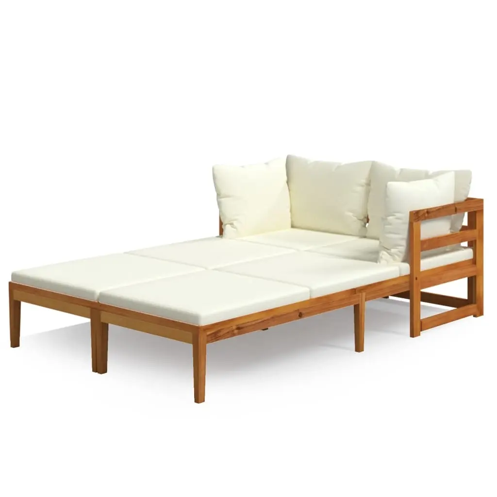 Sun Loungers with Cream White Cushions 2 pcs Acacia Wood 3087268 - Furniture