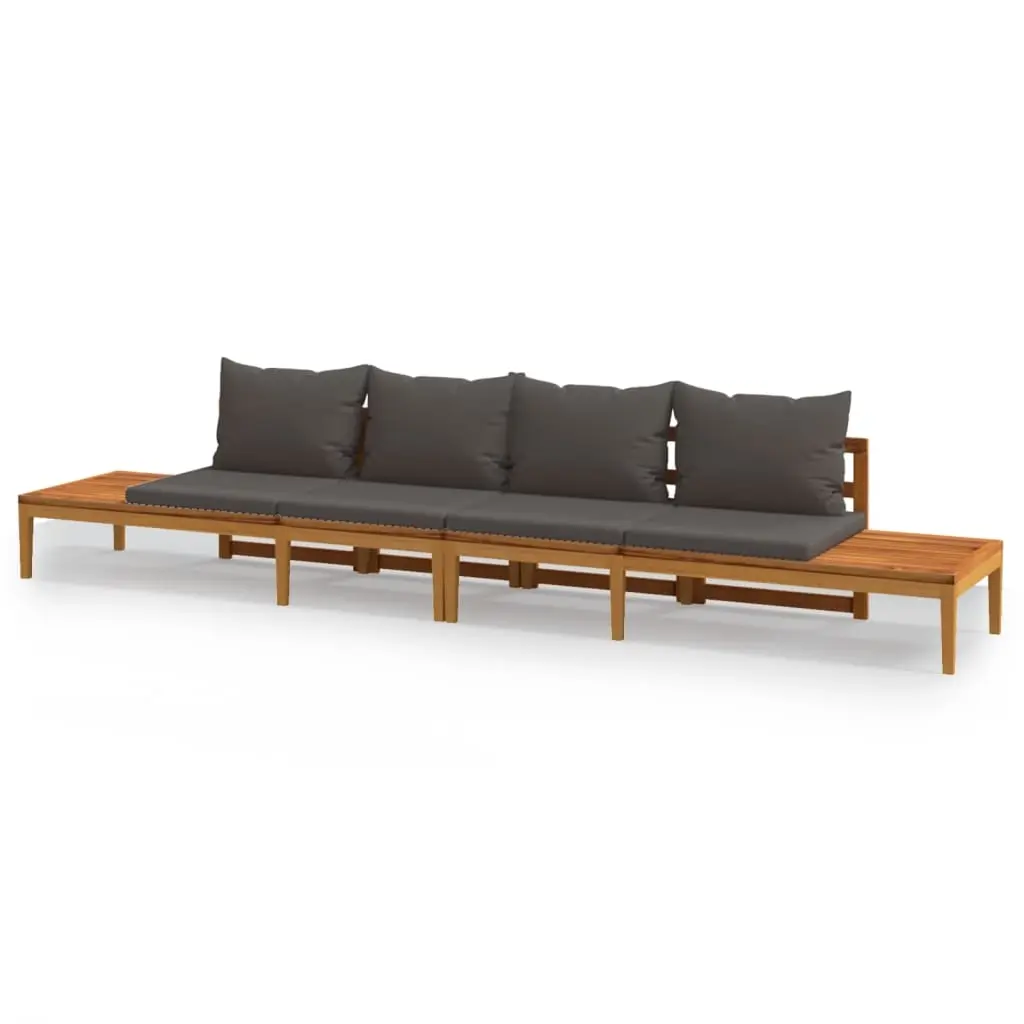 Garden Benches with Dark Grey Cushions 2 pcs Acacia Wood 3087281 - Furniture