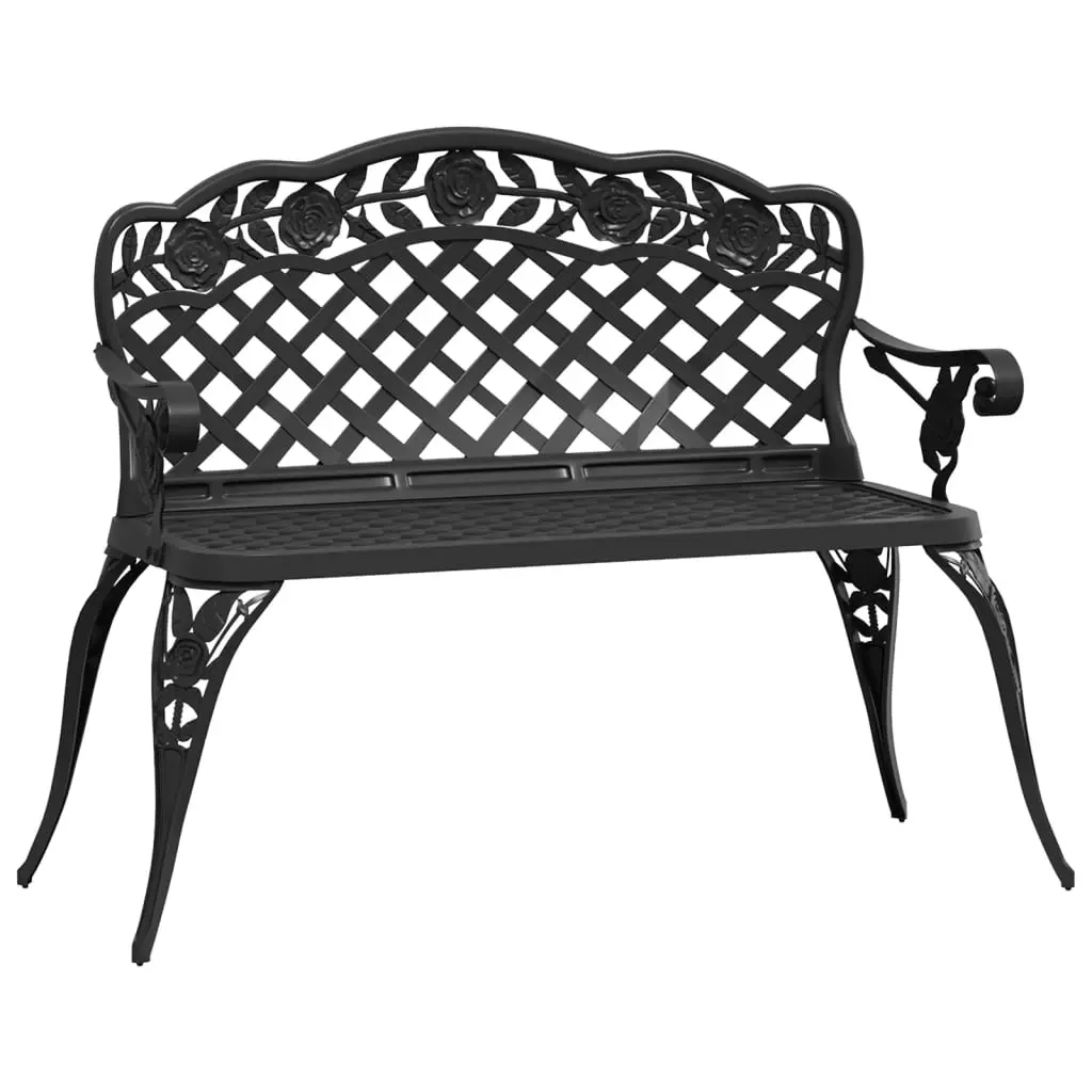 Garden Bench 108 cm Cast Aluminium Black 317744 - Furniture