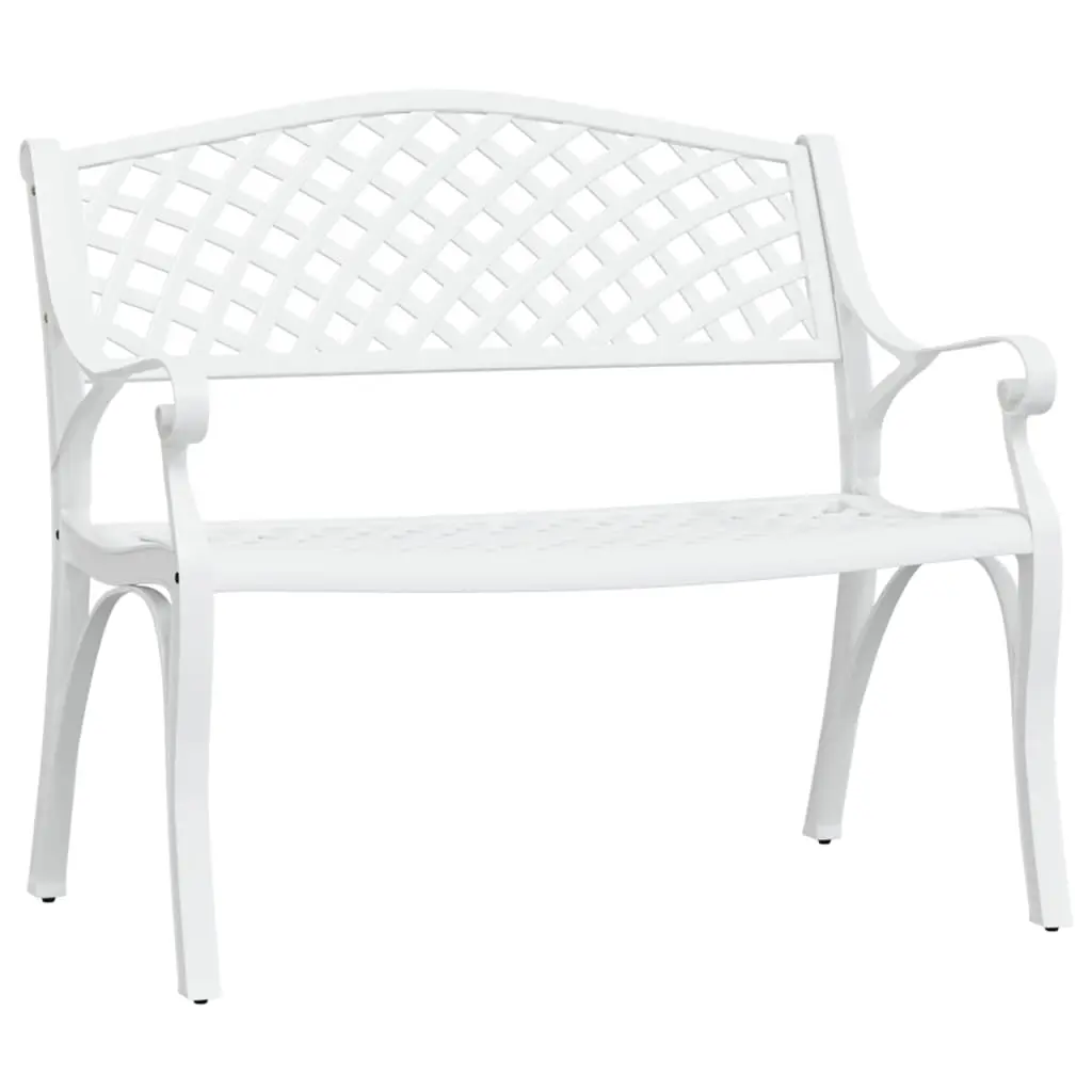 Garden Bench 102 cm Cast Aluminium White 317746 - Furniture