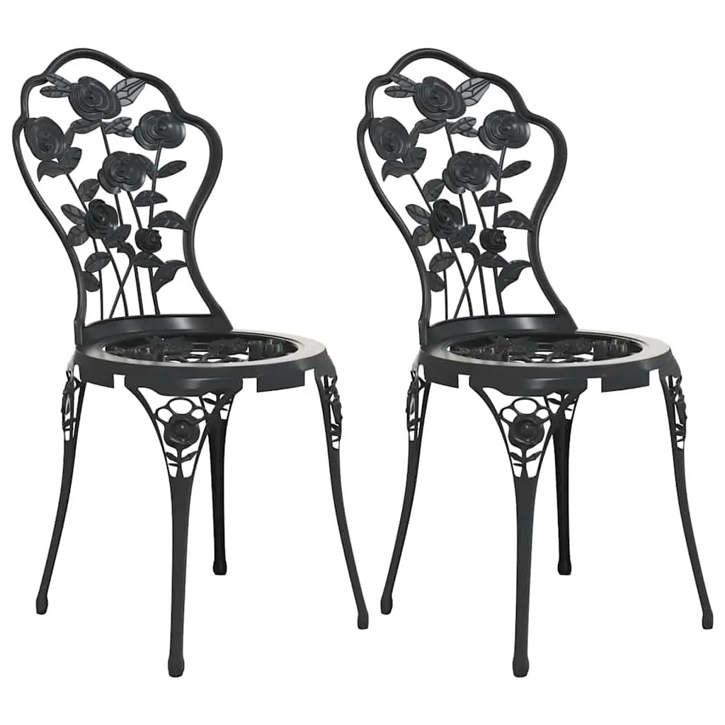 Bistro Chairs 2 pcs Cast Aluminium Black 317750 - Up to 65% off Outdoor Furniture
