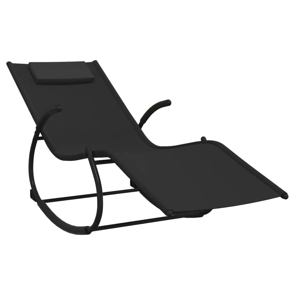 Rocking Sun Lounger Black Steel and Textilene 318112 - Furniture