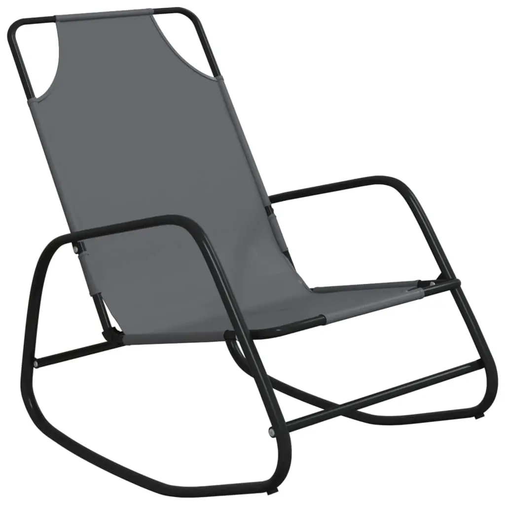 Rocking Sun Lounger Grey Steel and Textilene 318125 - Furniture