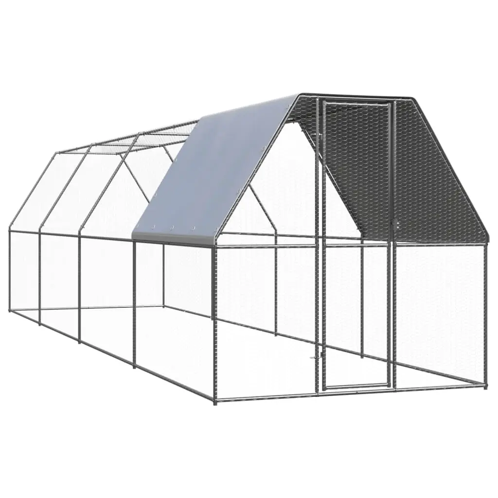 Outdoor Chicken Cage 2x8x2 m Galvanised Steel 3089321 - Pets