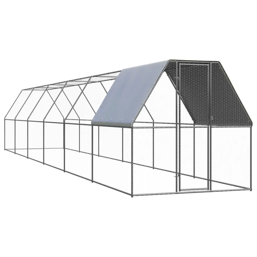 Outdoor Chicken Cage 2x12x2 m Galvanised Steel 3089323 - Pets